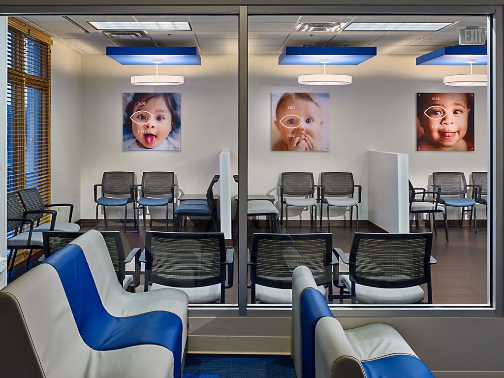 Modern waiting area in Children's Eye Care and Surgery of Georgia