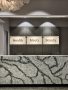 Health Meets Beauty signage and patterned marble reception counter in Dermatology Consultants office